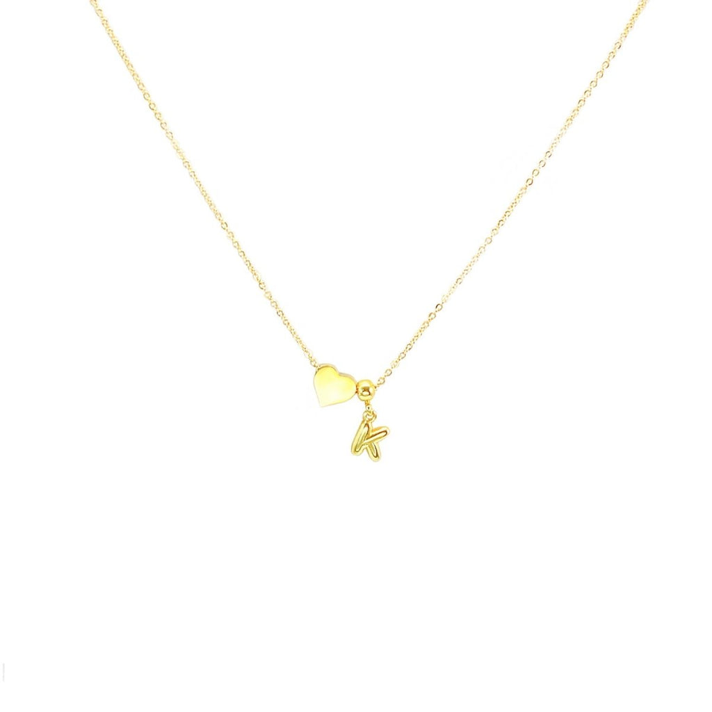 Personalized Initial Heart Charm Necklace - Glaxias