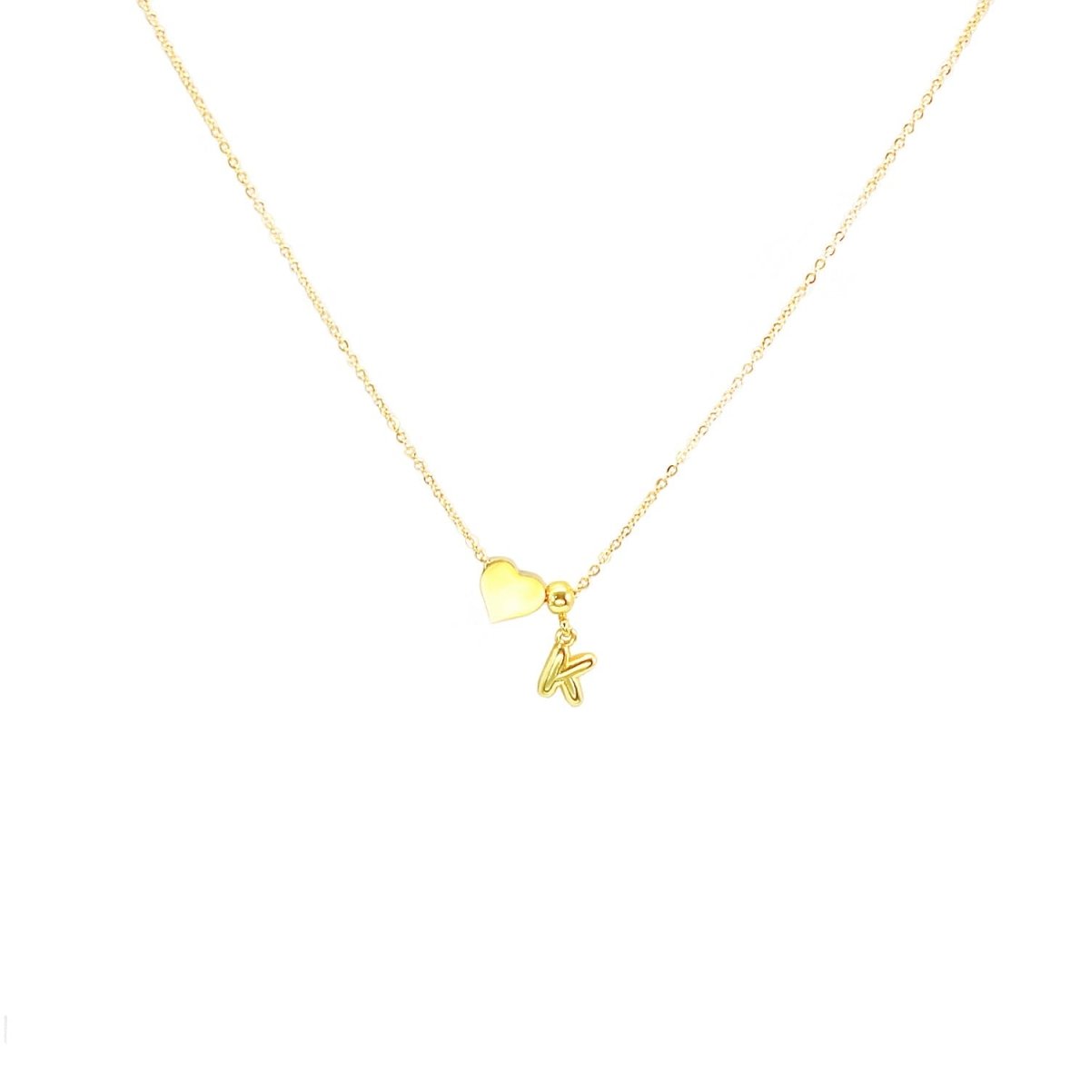 Personalized Initial Heart Charm Necklace - Glaxias