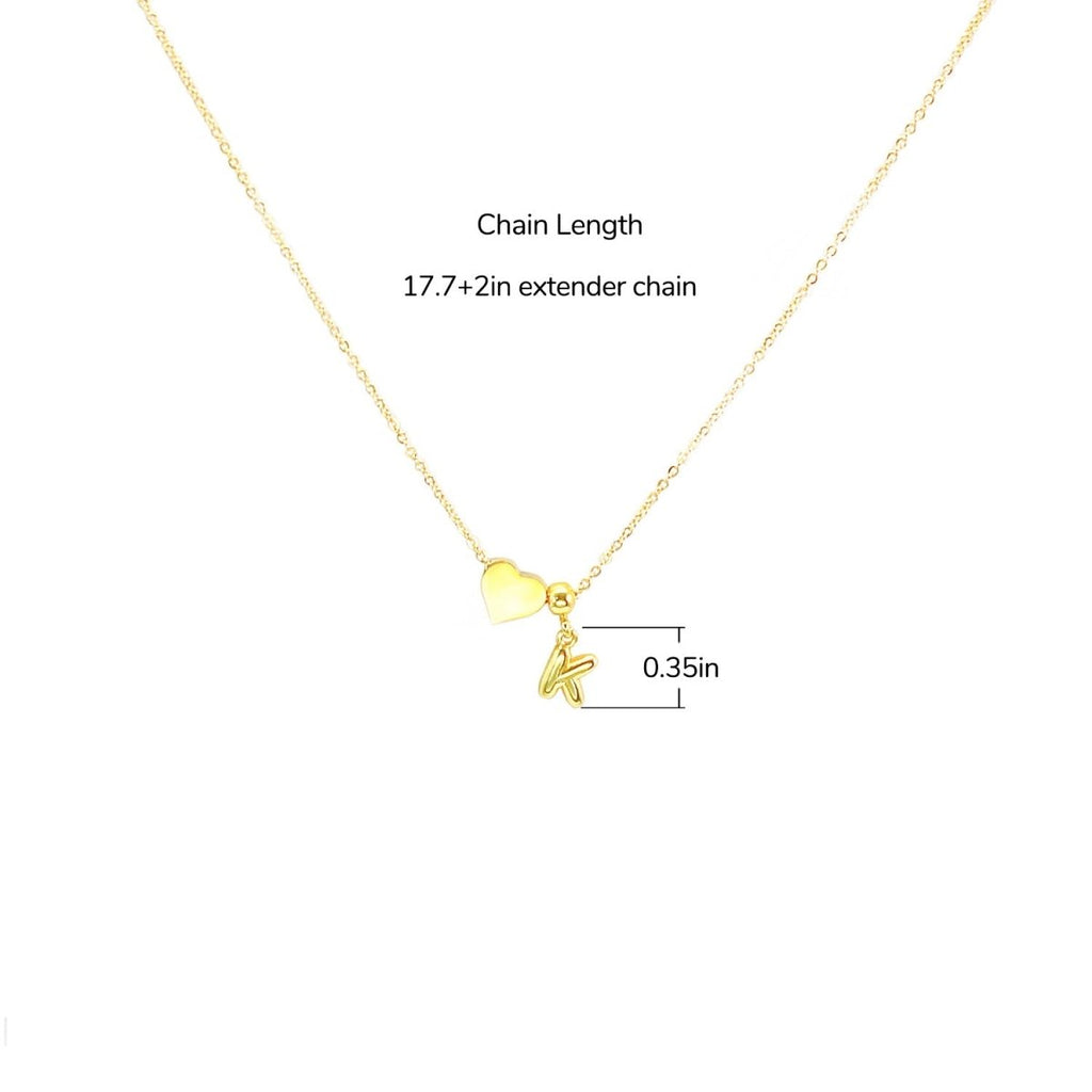 Personalized Initial Heart Charm Necklace - Glaxias