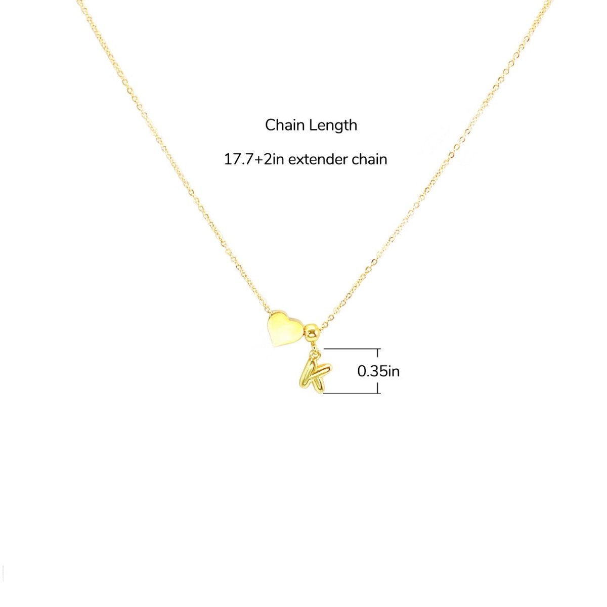 Personalized Initial Heart Charm Necklace - Glaxias