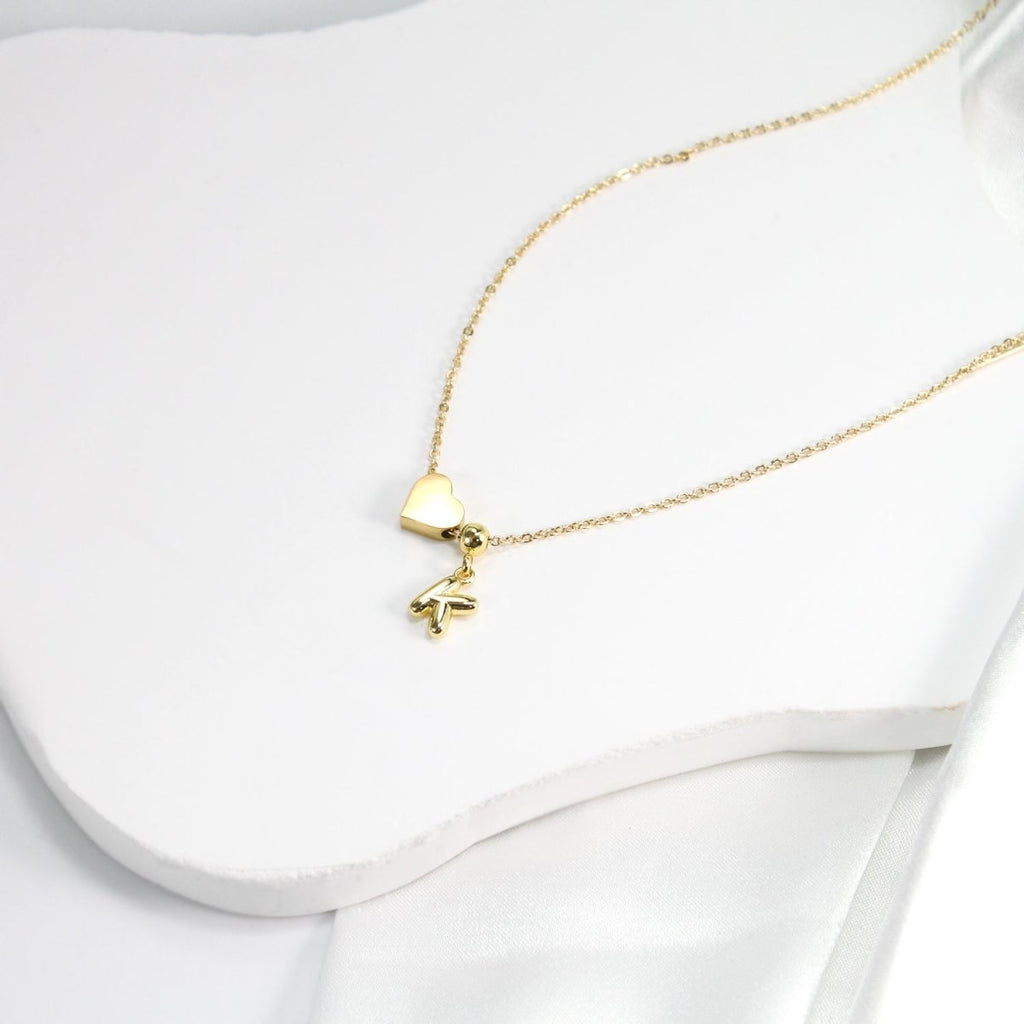 Personalized Initial Heart Charm Necklace - Glaxias