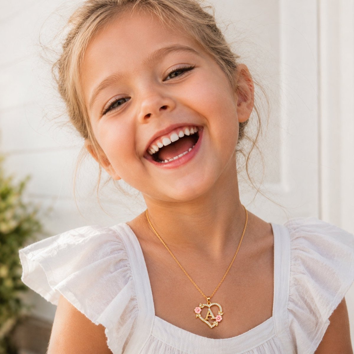 Personalized Initial Heart Flower Necklace - Glaxias