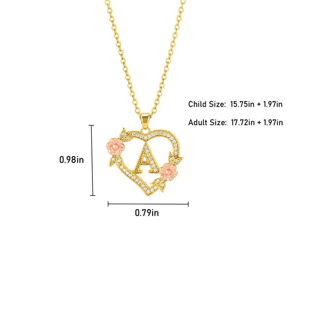 Personalized Initial Heart Flower Necklace - Glaxias