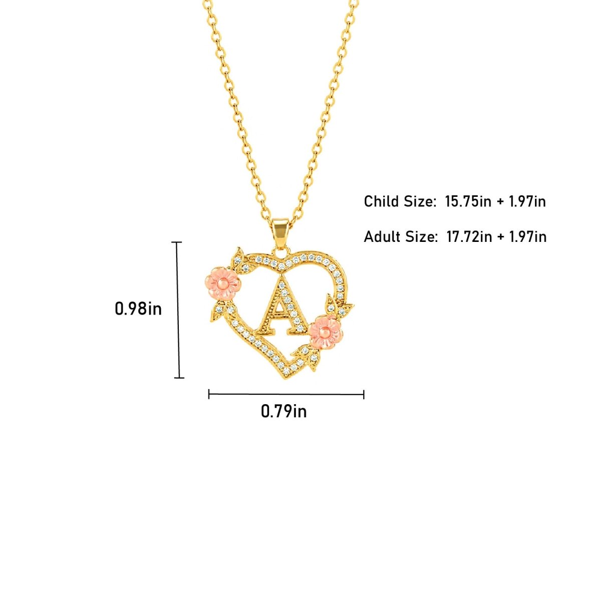 Personalized Initial Heart Flower Necklace - Glaxias