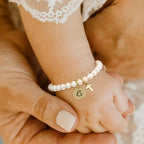 Personalized Initial Mom and Daughter Pearl Bracelet Set - Glaxias