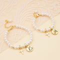 Personalized Initial Mom and Daughter Pearl Bracelet Set - Glaxias