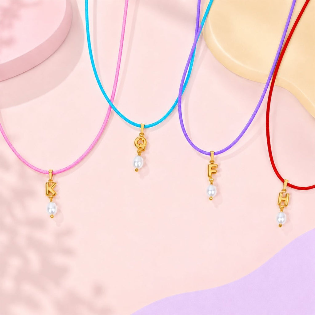 Personalized Initial Necklace with Natural Pearl Pendant - Glaxias