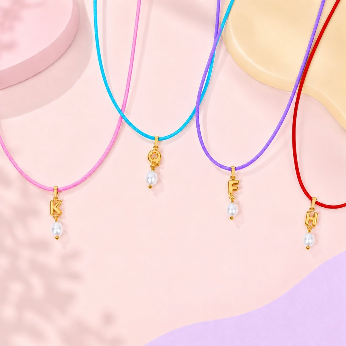 Personalized Initial Necklace with Natural Pearl Pendant - Glaxias