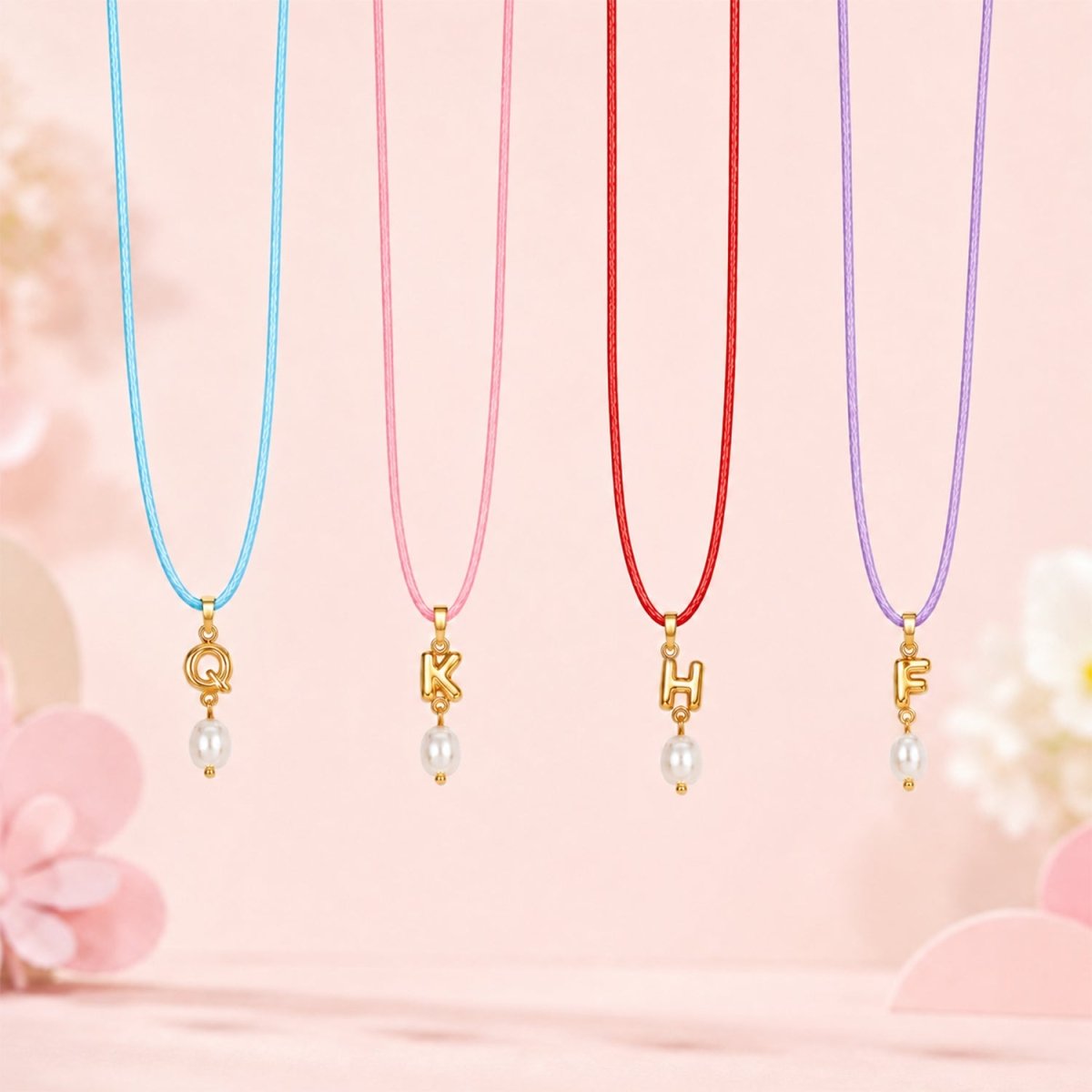 Personalized Initial Necklace with Natural Pearl Pendant - Glaxias