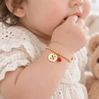 Personalized Initials Disc Birthstone Charm Baby Bracelet - Glaxias