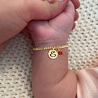 Personalized Initials Disc Birthstone Charm Baby Bracelet - Glaxias