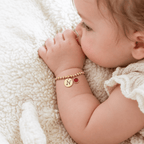 Personalized Initials Disc Birthstone Charm Baby Bracelet - Glaxias
