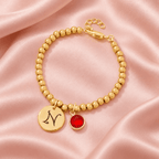 Personalized Initials Disc Birthstone Charm Baby Bracelet - Glaxias