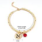 Personalized Initials Disc Birthstone Charm Baby Bracelet - Glaxias