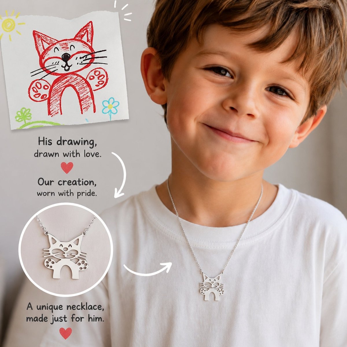 Personalized Kids Drawing Necklace - Glaxias