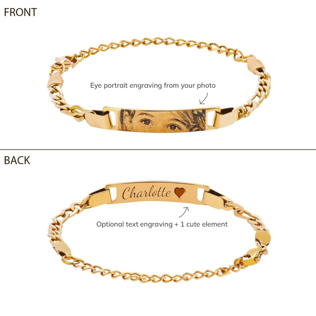 Personalized Kids Eye Engraved ID Bar Bracelet - Glaxias