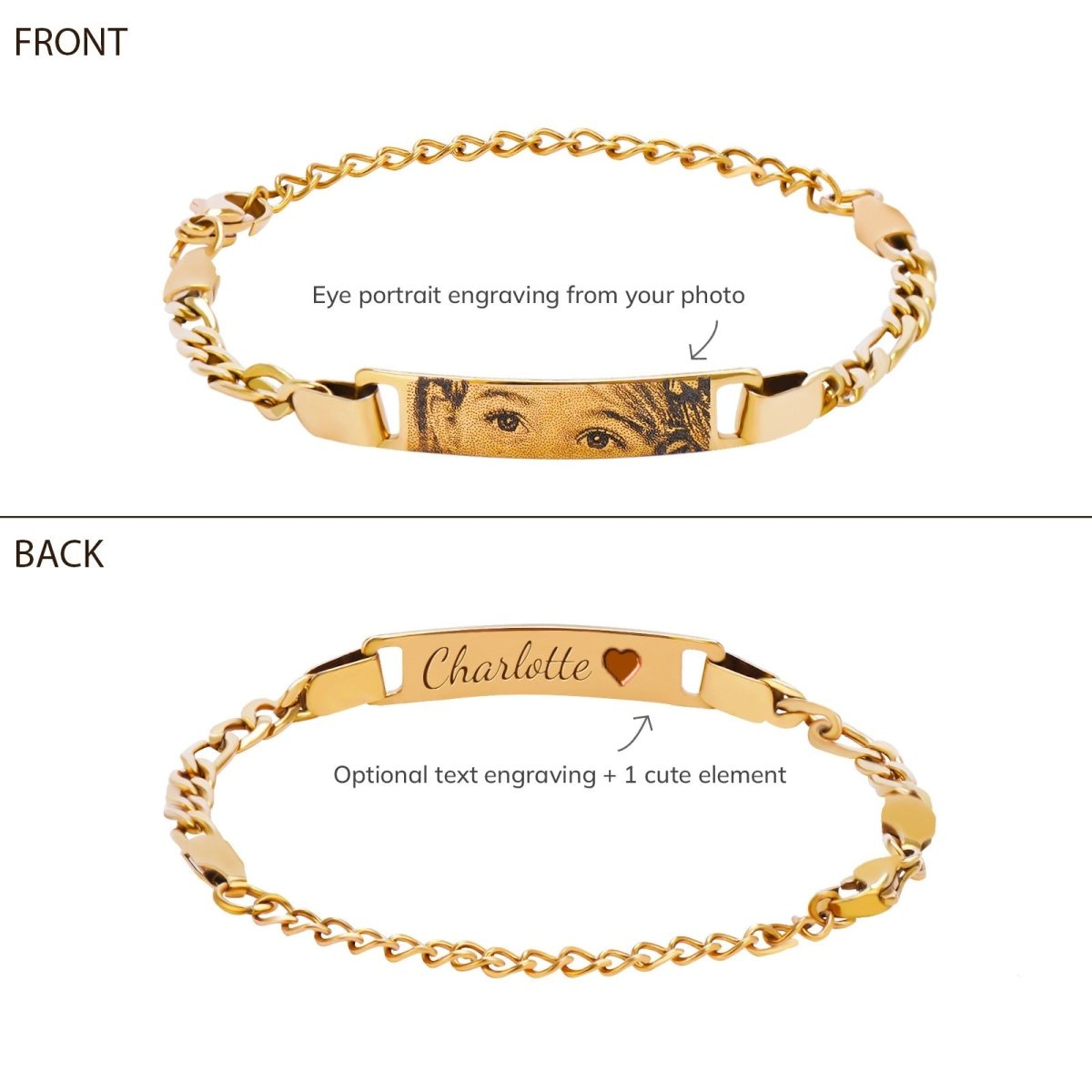 Personalized Kids Eye Engraved ID Bar Bracelet - Glaxias
