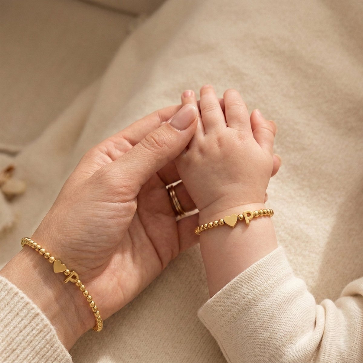 Personalized Kids Gold Bead Initial Bracelet - Glaxias
