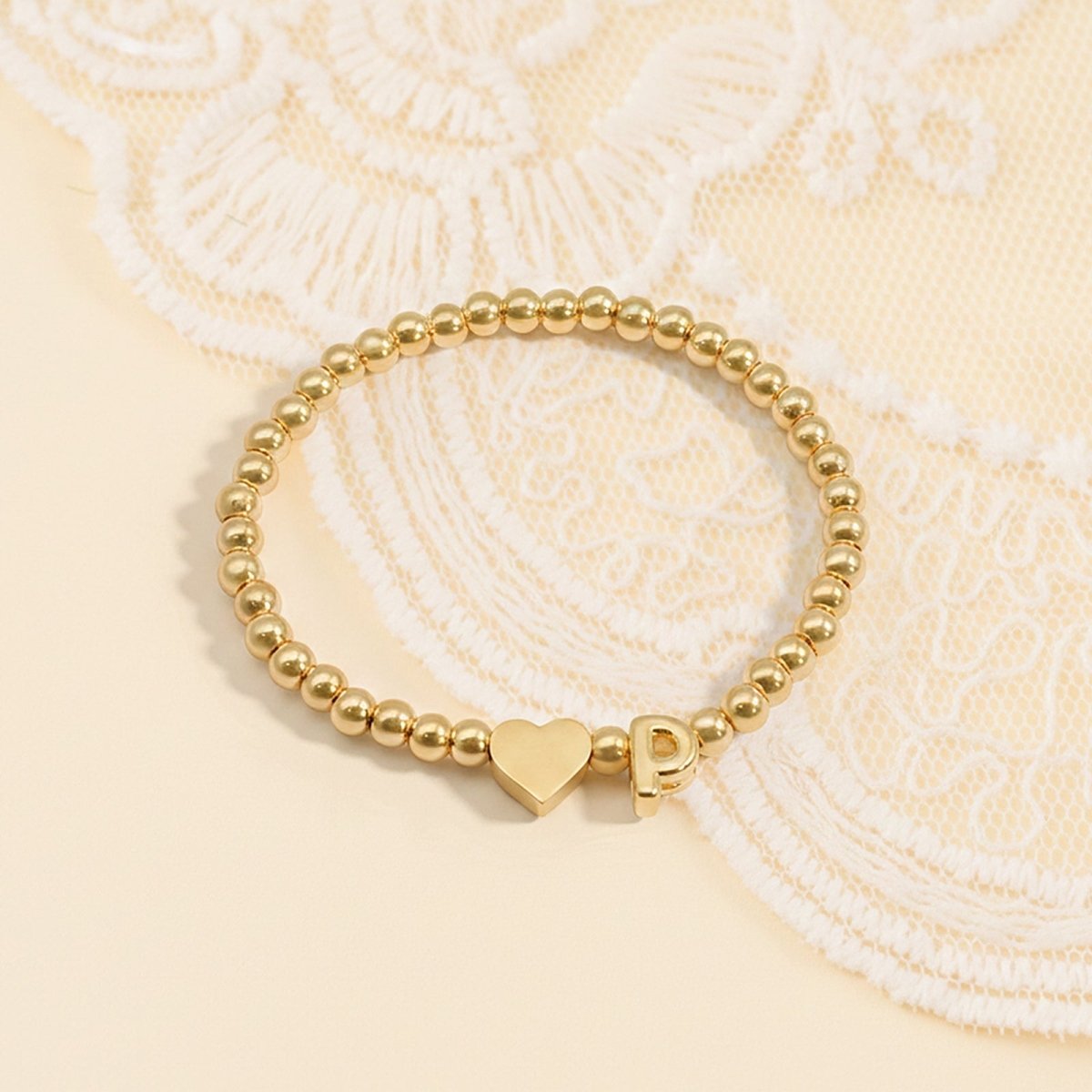 Personalized Kids Gold Bead Initial Bracelet - Glaxias