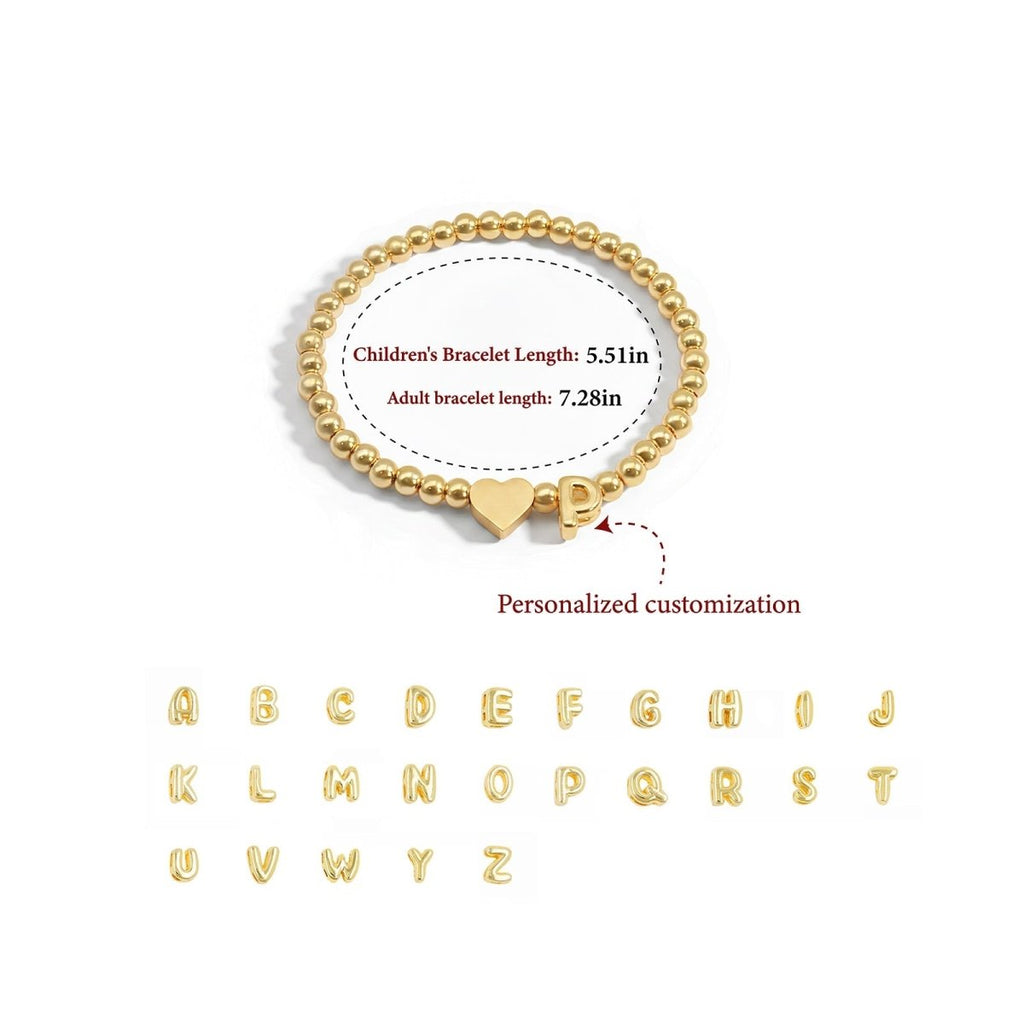 Personalized Kids Gold Bead Initial Bracelet - Glaxias