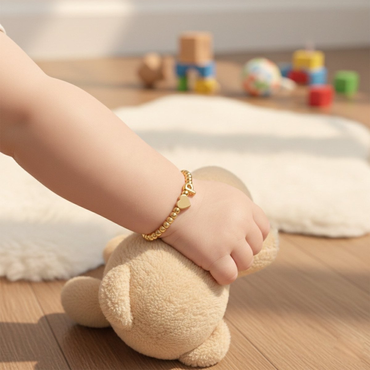 Personalized Kids Gold Bead Initial Bracelet - Glaxias