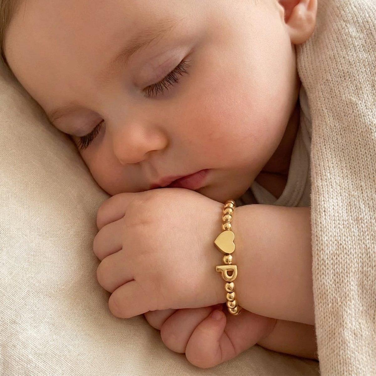 Personalized Kids Gold Bead Initial Bracelet - Glaxias