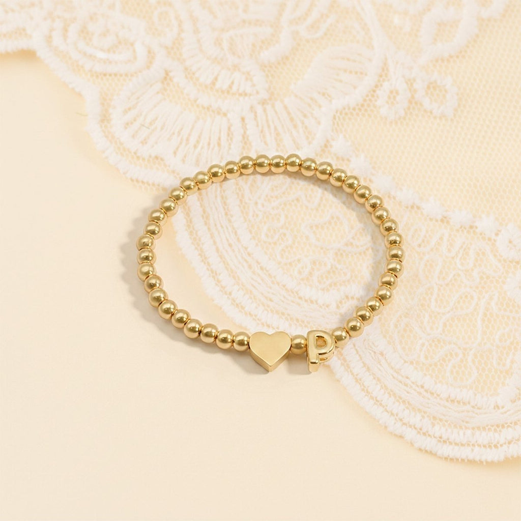 Personalized Kids Gold Bead Initial Bracelet - Glaxias