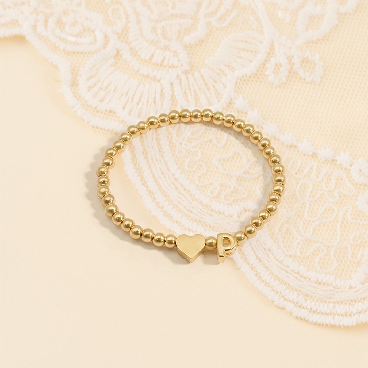 Personalized Kids Gold Bead Initial Bracelet - Glaxias