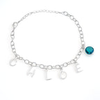 Personalized Kids Letter and Birthstone Charm Bracelet - Glaxias