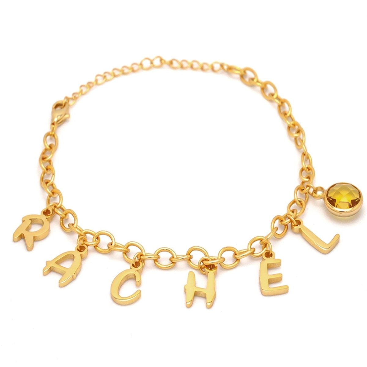 Personalized Kids Letter and Birthstone Charm Bracelet - Glaxias