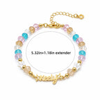 Personalized Kids Name Bracelet with Crystal Beads & Star Charms - Glaxias