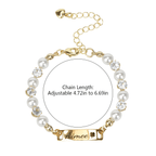 Personalized Kids Pearl & CZ Nameplate Bracelet - Glaxias