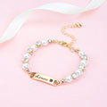 Personalized Kids Pearl & CZ Nameplate Bracelet - Glaxias