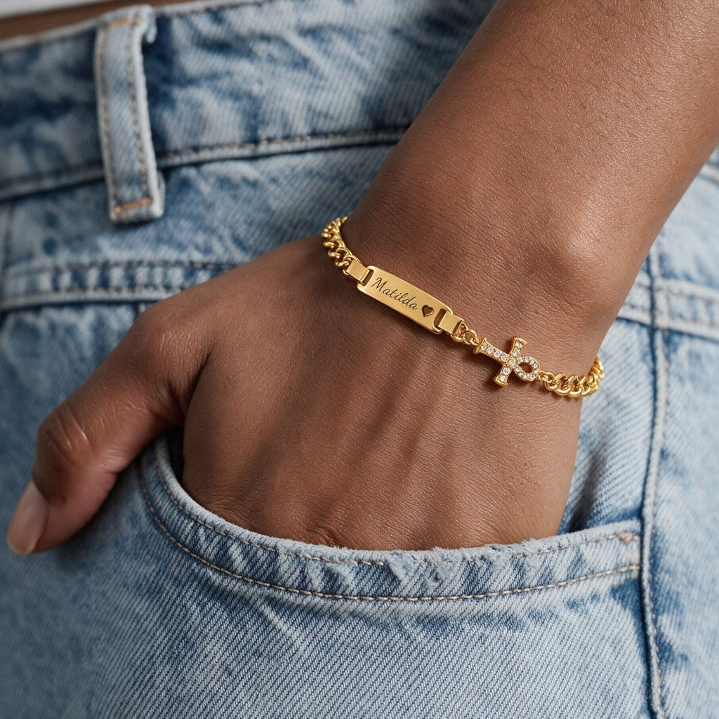 Personalized Kids Symbol Cuban Link Name Bracelet, Necklace or Set - Glaxias