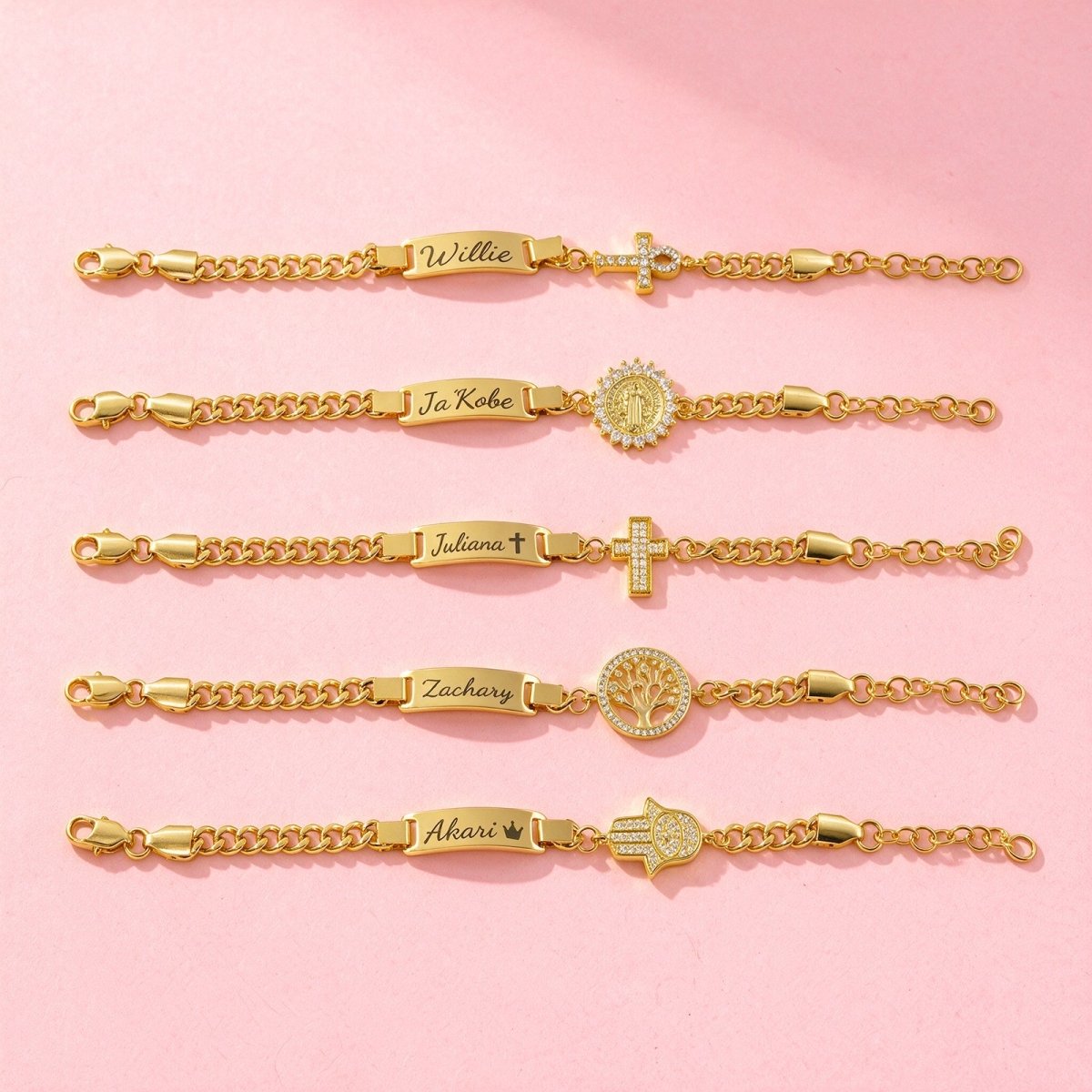 Personalized Kids Symbol Cuban Link Name Bracelet, Necklace or Set - Glaxias