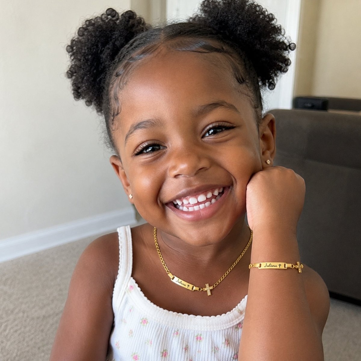 Personalized Kids Symbol Cuban Link Name Bracelet, Necklace or Set - Glaxias