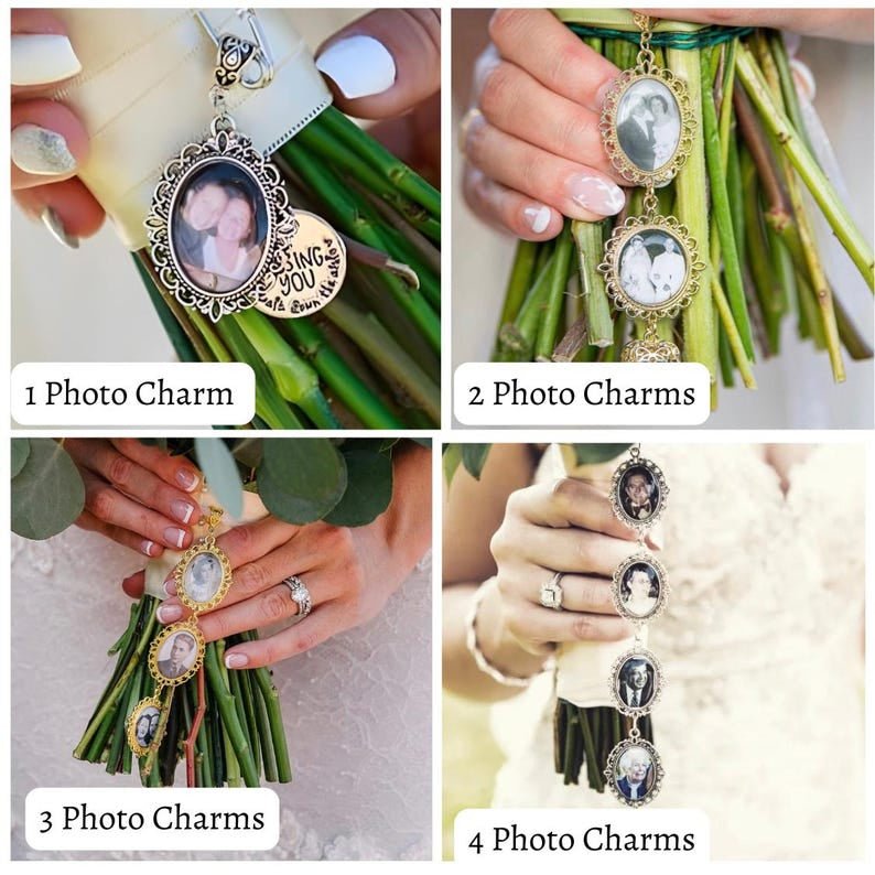 Personalized Memorial Bouquet Charm with Custom Photos - Glaxias