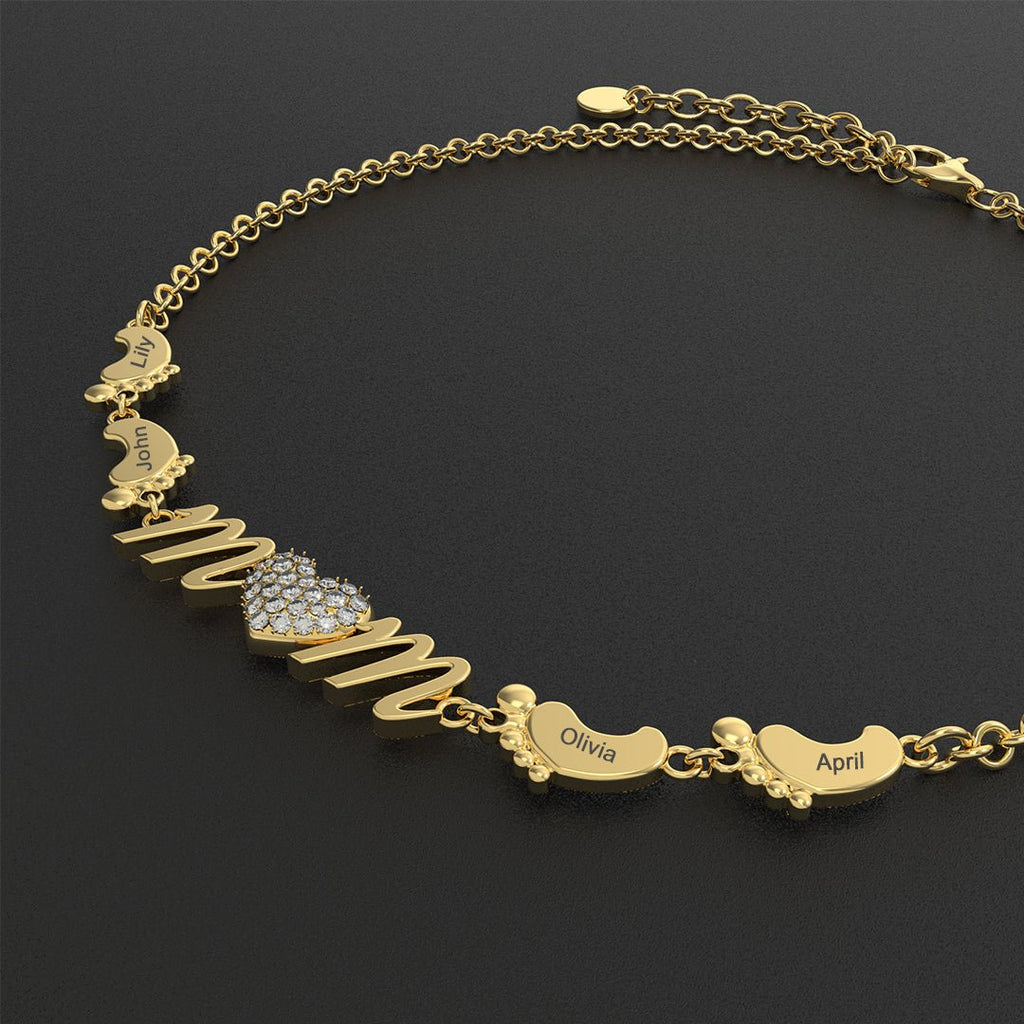 Personalized Mom Bracelet With Family Name Feet - Glaxias