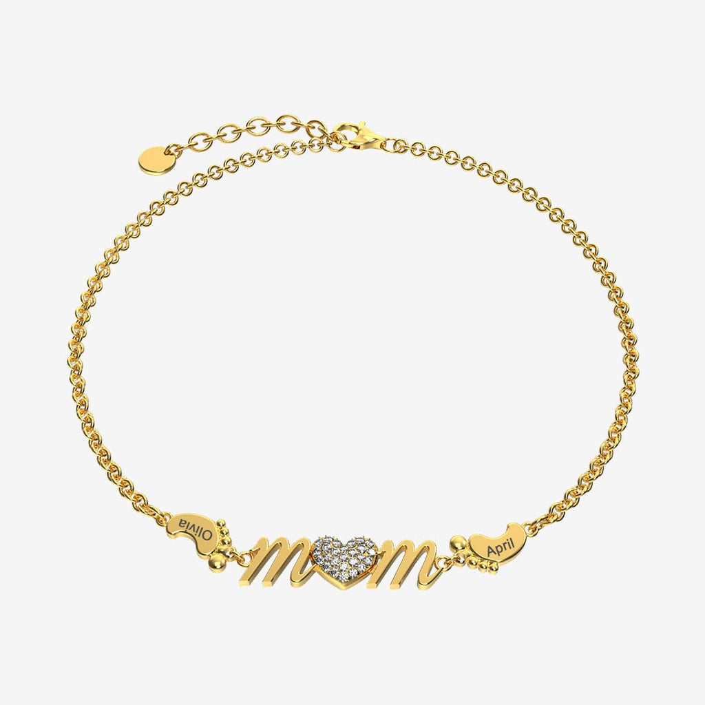 Personalized Mom Bracelet With Family Name Feet - Glaxias
