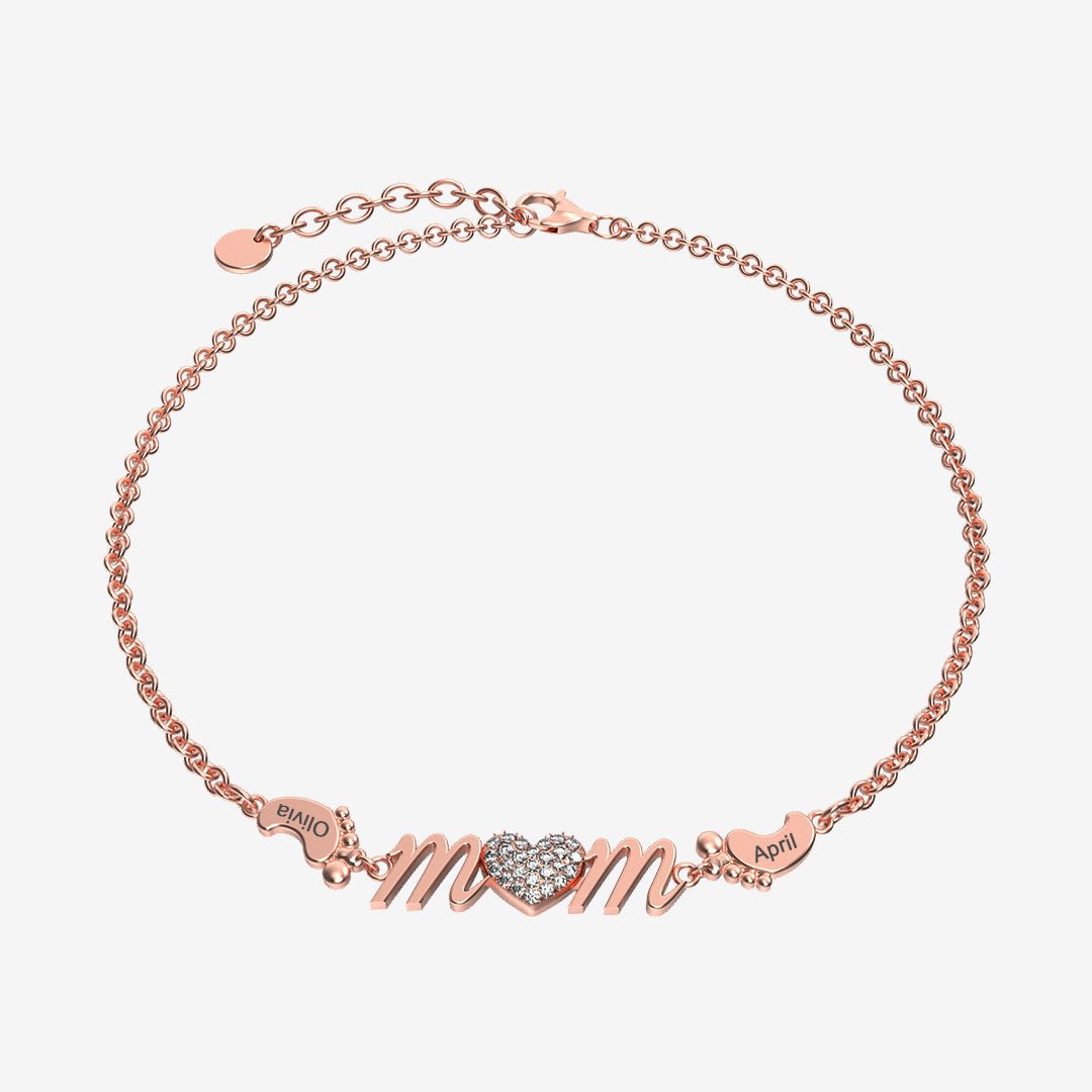Personalized Mom Bracelet With Family Name Feet - Glaxias