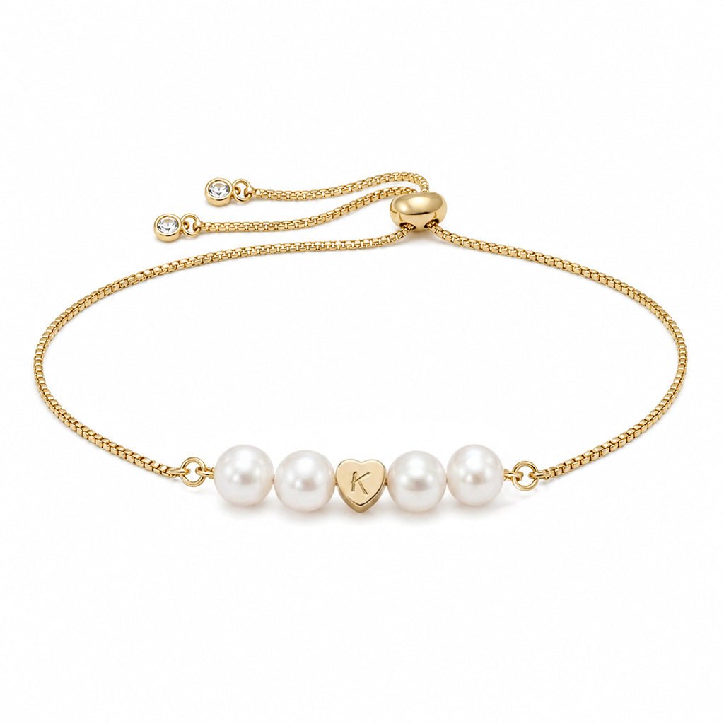 Personalized Mother & Daughter Pearl Heart Bracelet - Glaxias