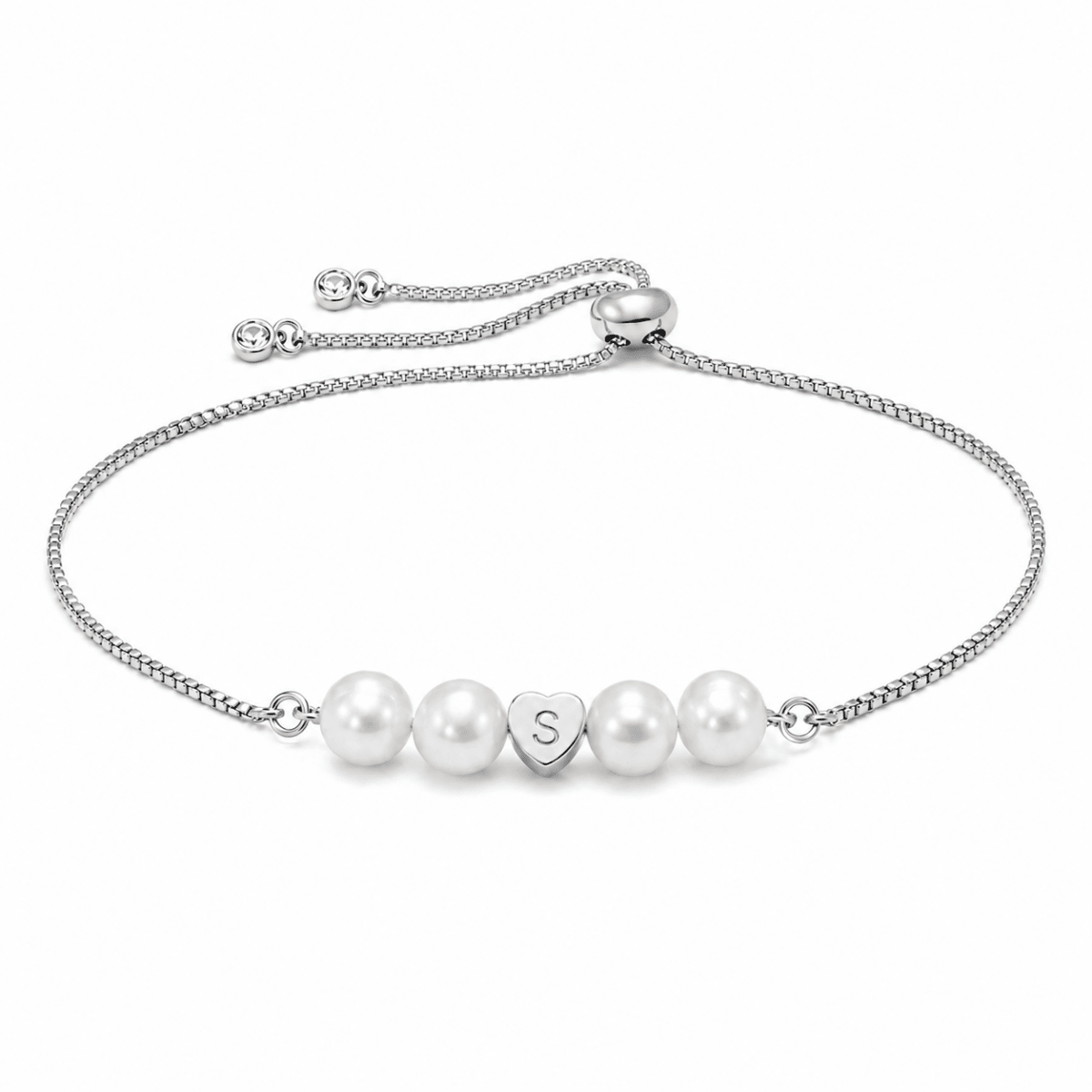 Personalized Mother & Daughter Pearl Heart Bracelet - Glaxias