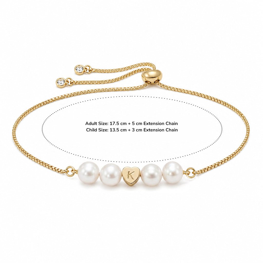 Personalized Mother & Daughter Pearl Heart Bracelet - Glaxias