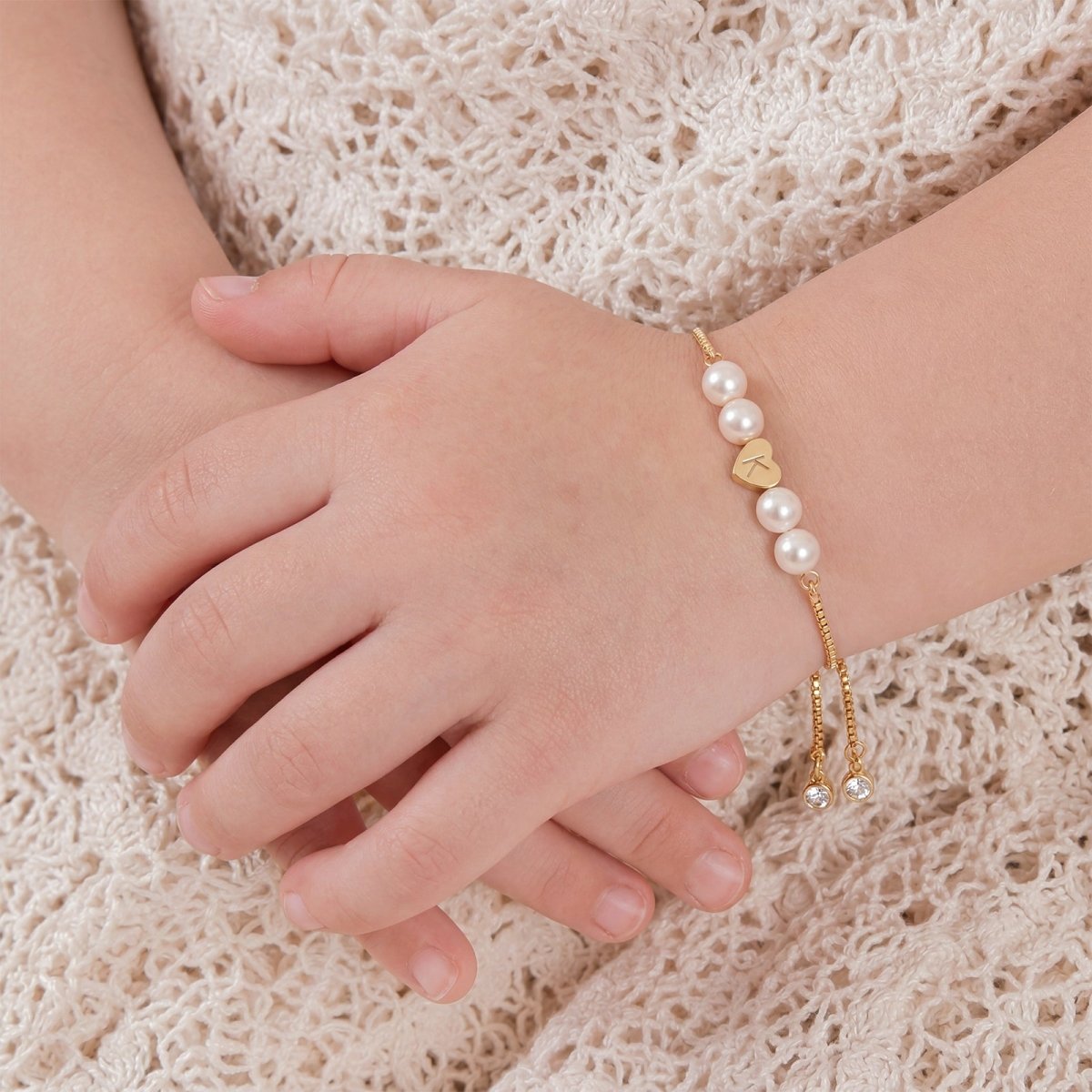 Personalized Mother & Daughter Pearl Heart Bracelet - Glaxias