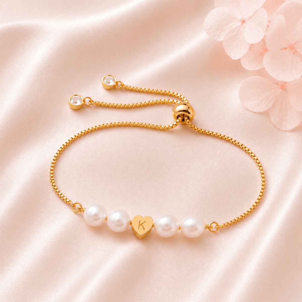 Personalized Mother & Daughter Pearl Heart Bracelet - Glaxias