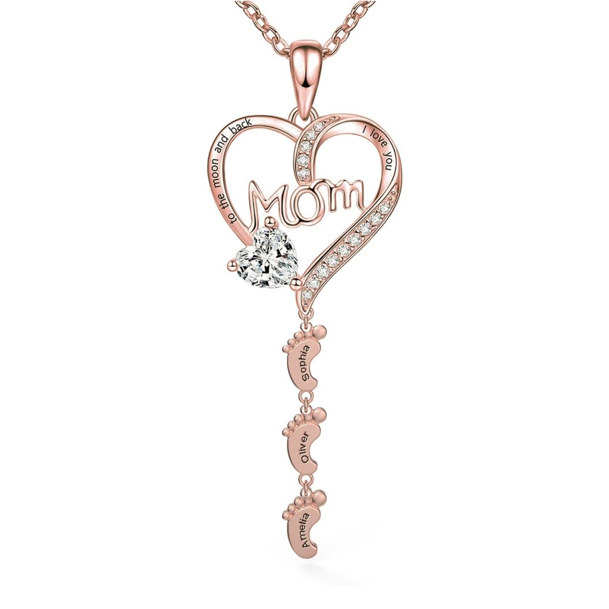 Personalized Mothers Birthstone Baby Feet Necklace - Glaxias