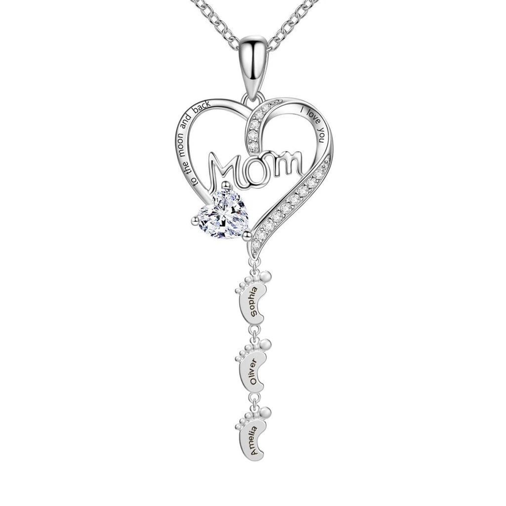 Personalized Mothers Birthstone Baby Feet Necklace - Glaxias