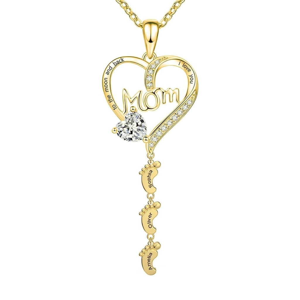 Personalized Mothers Birthstone Baby Feet Necklace - Glaxias