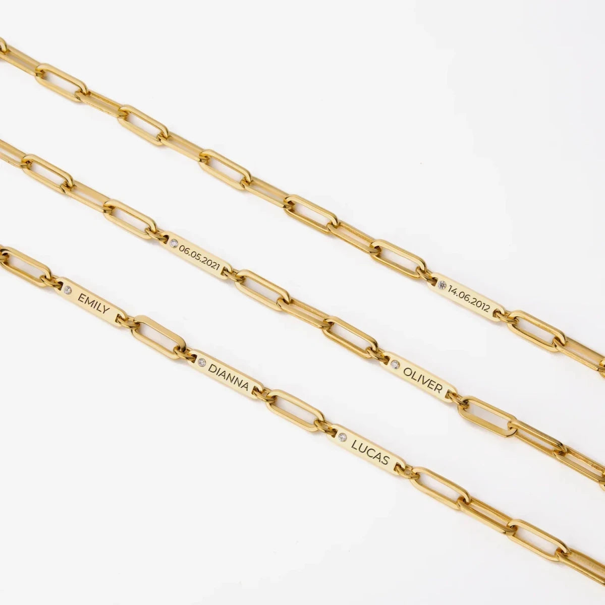 Personalized Name and Birthstone Paperclip Bracelet and Necklace - Glaxias