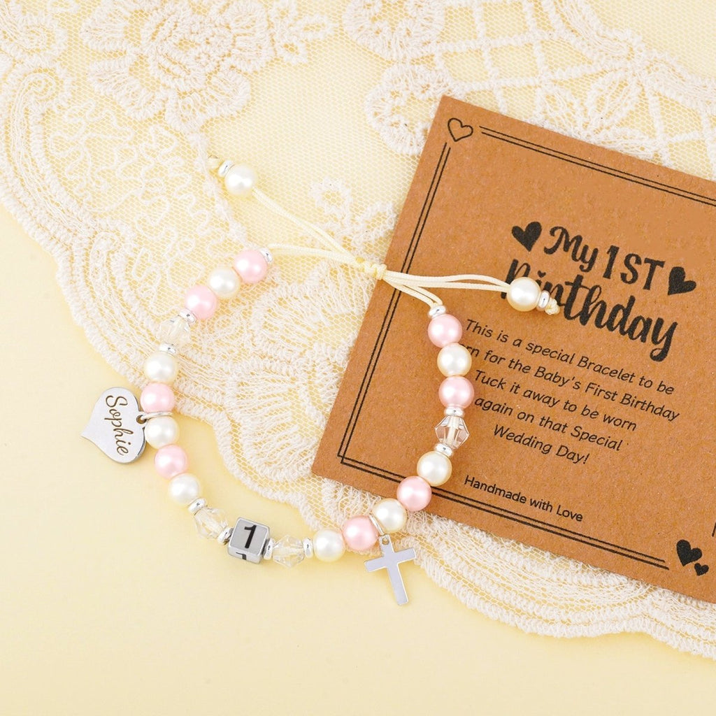 Personalized Name Baby 1st Birthday Bracelet - Glaxias